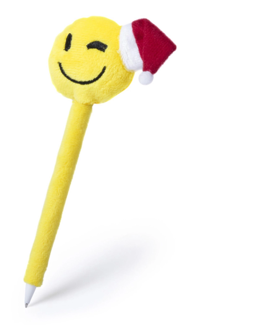 DAM - DAM Caneta de pelúcia com design de emoji de Natal  Winking. 7x3x17 cm. Cor: Amarelo Claro