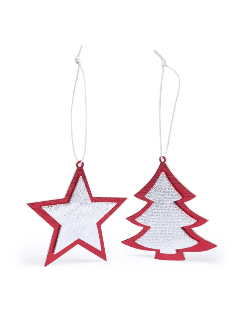 DAM - DAM  Conjunto de figuras de Natal para pendurar, árvore de Natal e desenho de estrela. 8x8x8 cm. cor vermelha