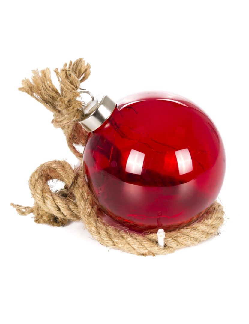 DAM - DAM Bola  de 9cm. Decoração de Natal com 14 LEDs. Corda suspensa natural de 60cm. 65x9,5x9,5cm. cor vermelha