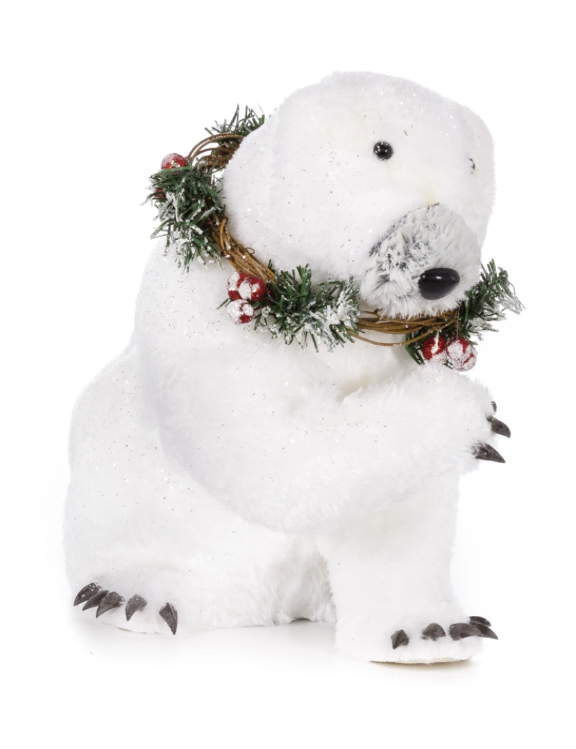DAM - DAM  Figura de urso polar sentado, com guirlanda, 27cm. 27x15x27 cm. Cor branca