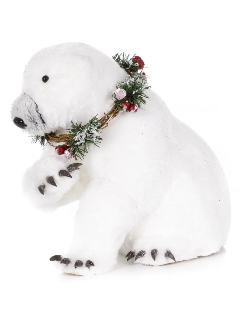 imagem de DAM  Figura de urso polar sentado, com guirlanda, 27cm. 27x15x27 cm. Cor branca2