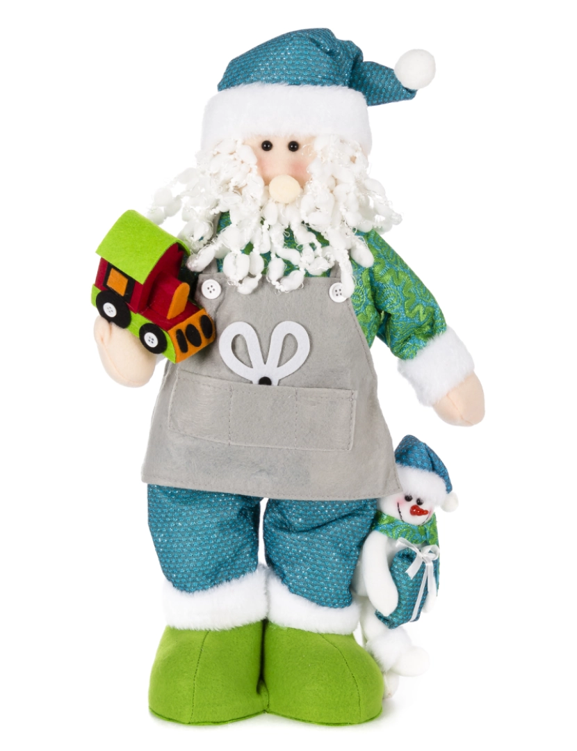 DAM - DAM  Figura Papai Noel com trem e boneco de neve, 50cm. 26x11x50 cm. Cor azul