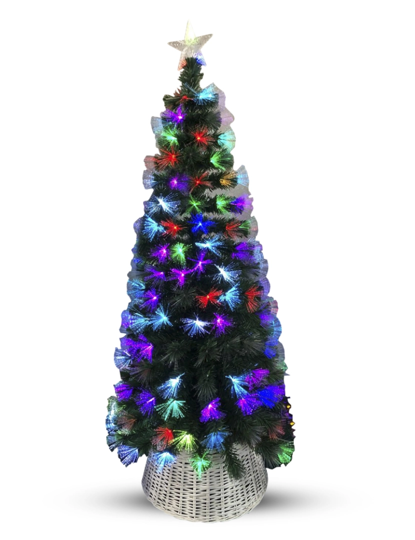 imagem de DAM  Árvore de fibra óptica c/luzes coloridas 90cm 45x45x90cm. Cor verde1