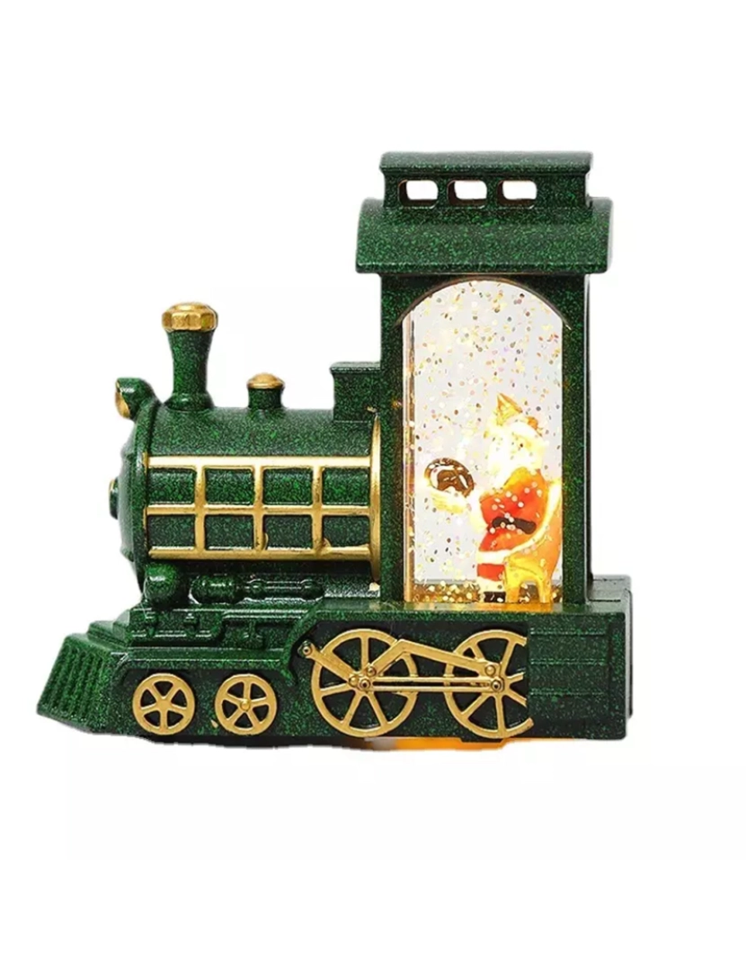 DAM - DAM  Papai Noel no Trem com luz led. 12,5x6x12 cm. Cor: Verde Escuro