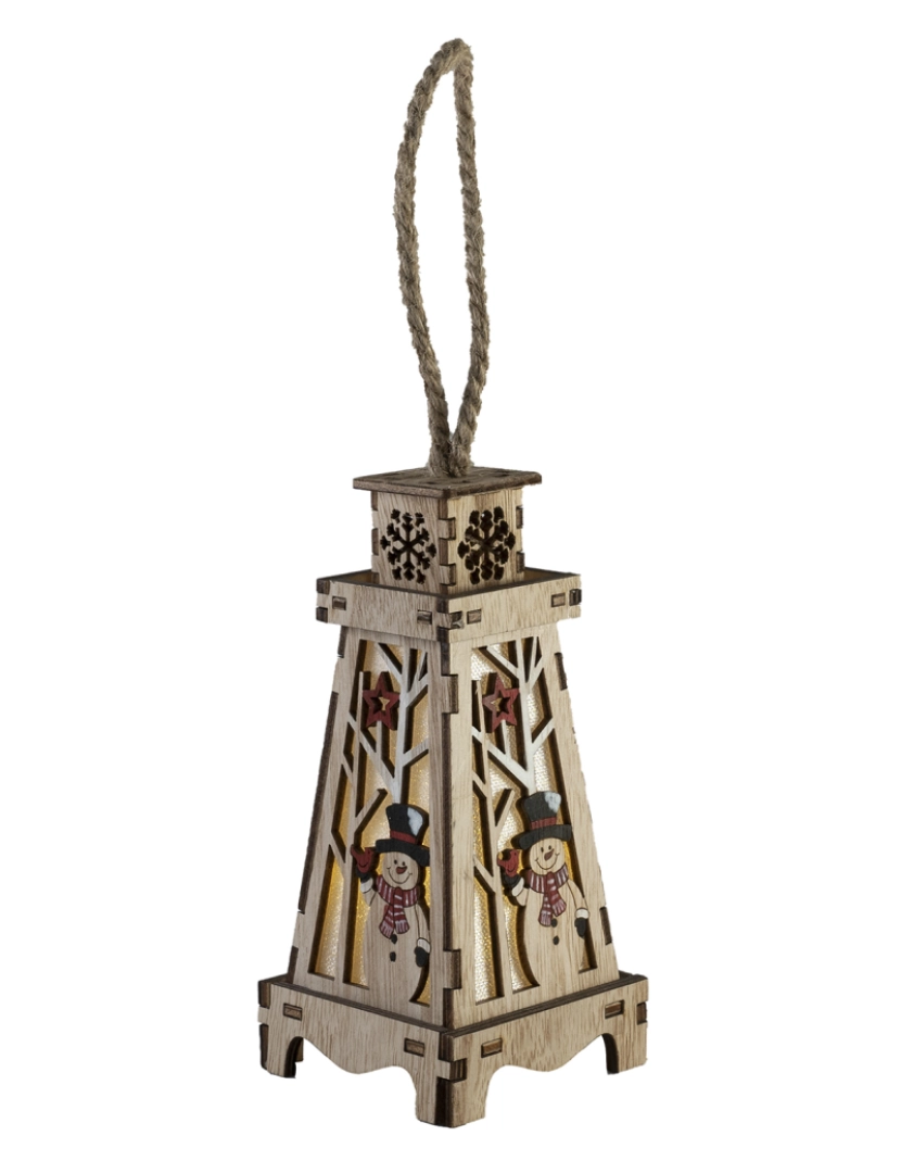 DAM - DAM  Decoração de lanterna de madeira de Natal com luz. 8x8x16,5cm. Cor bege