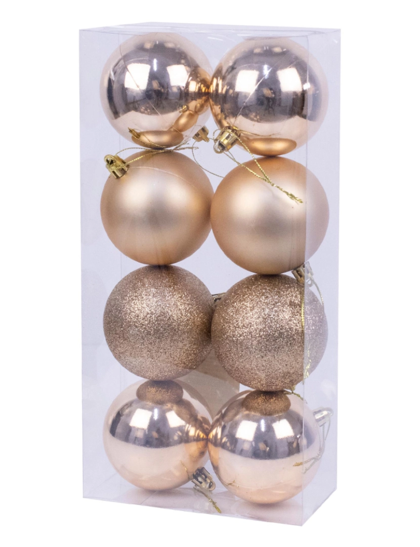 DAM - DAM  Bolas decorativas de Natal, 7cm. Conjunto de 8 em cores cobre com diversas texturas. 7x7x7 cm. Cor cobre