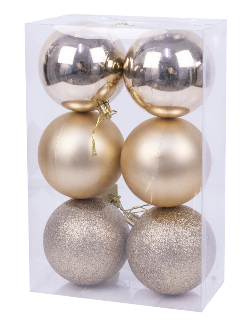 DAM - DAM  Bolas decorativas de Natal, 8cm. Conjunto de 6 em cores cobre com diversas texturas. 8x8x8 cm. Cor cobre