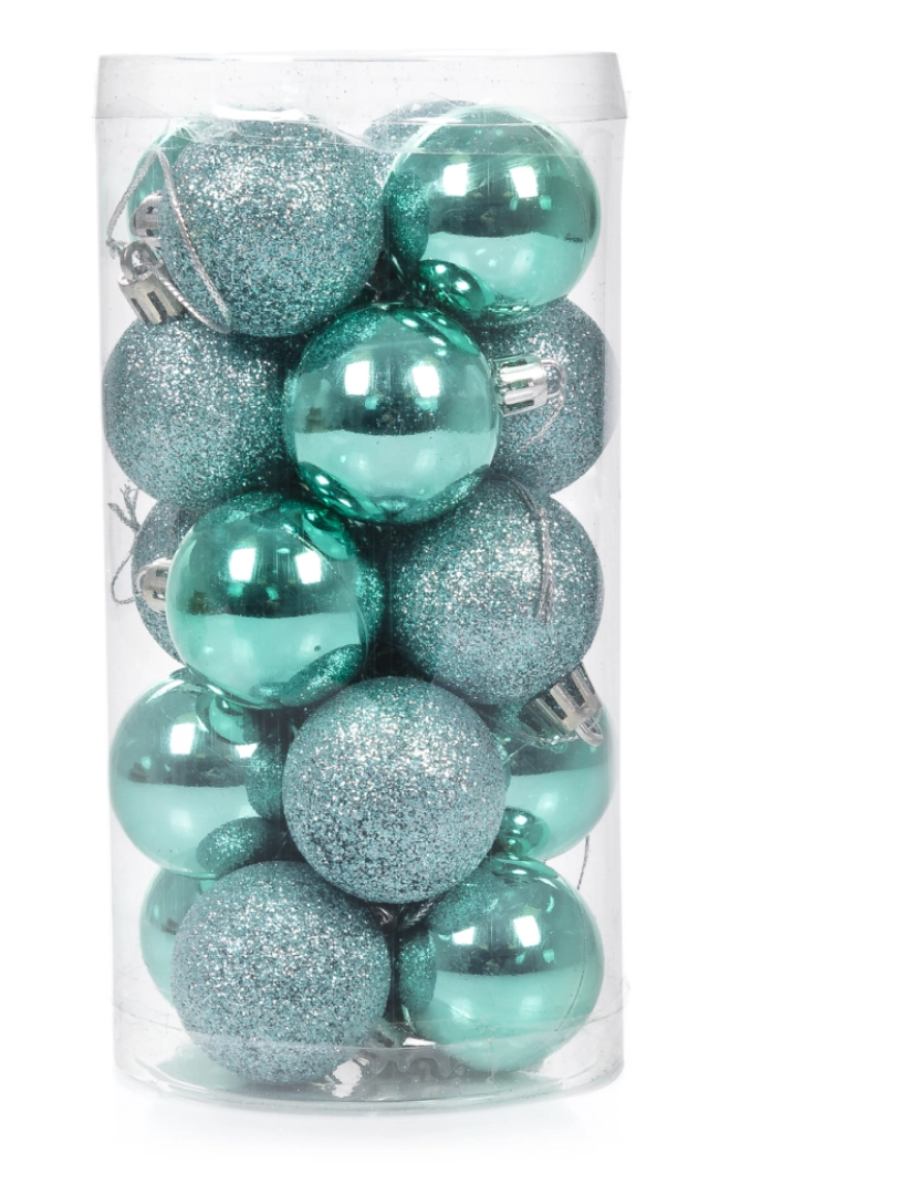 imagem de DAM  Bolas decorativas de Natal, 4cm. Conjunto de 20 em cores verde água, texturas variadas. 4x4x4 cm. Cor: Verde Escuro1