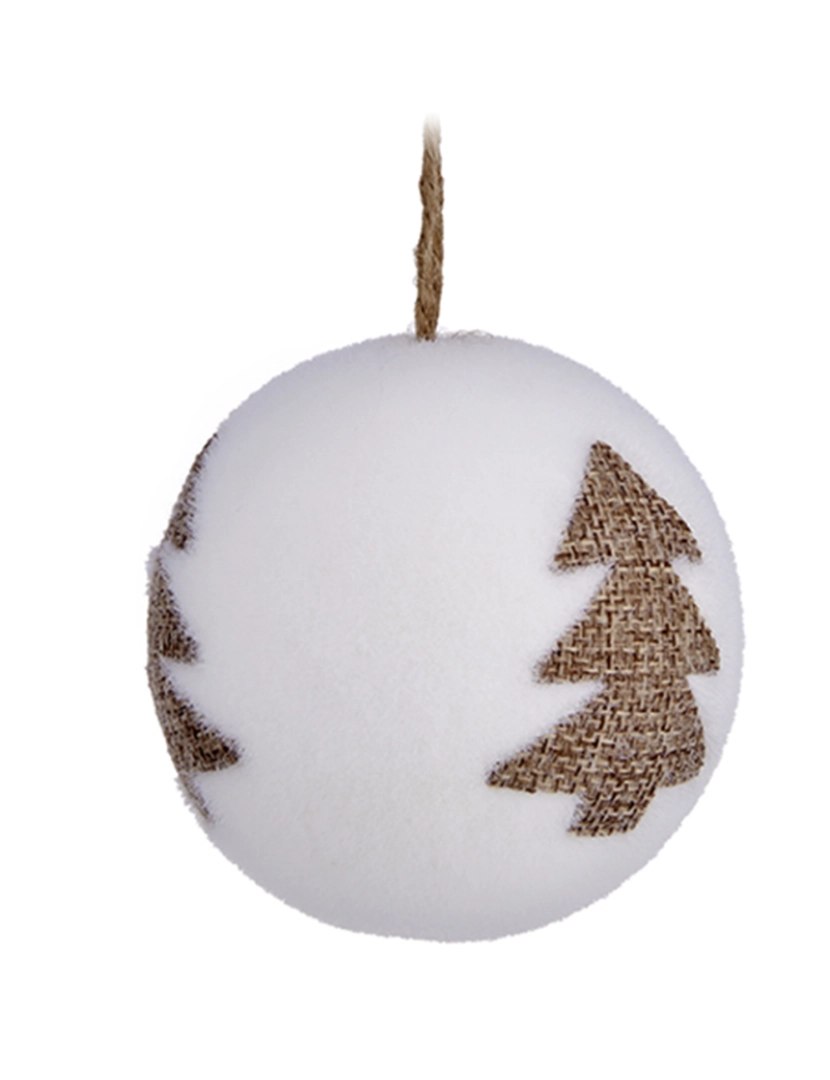 DAM - DAM  Conjunto de 3 bolas de Natal brancas de 8cm, desenho de árvore marrom. 7,8x7,8x7,8 cm. Cor branca