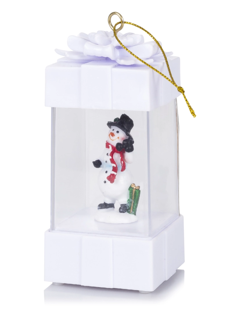 DAM - DAM Candeeiro de Natal  com luz, desenho de presente com boneco de neve. 5x5x11 cm. Cor branca