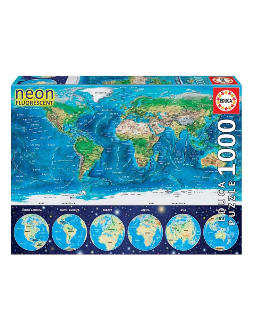 Educa - 1000 MAPA MUNDO FISICO NEON 16760