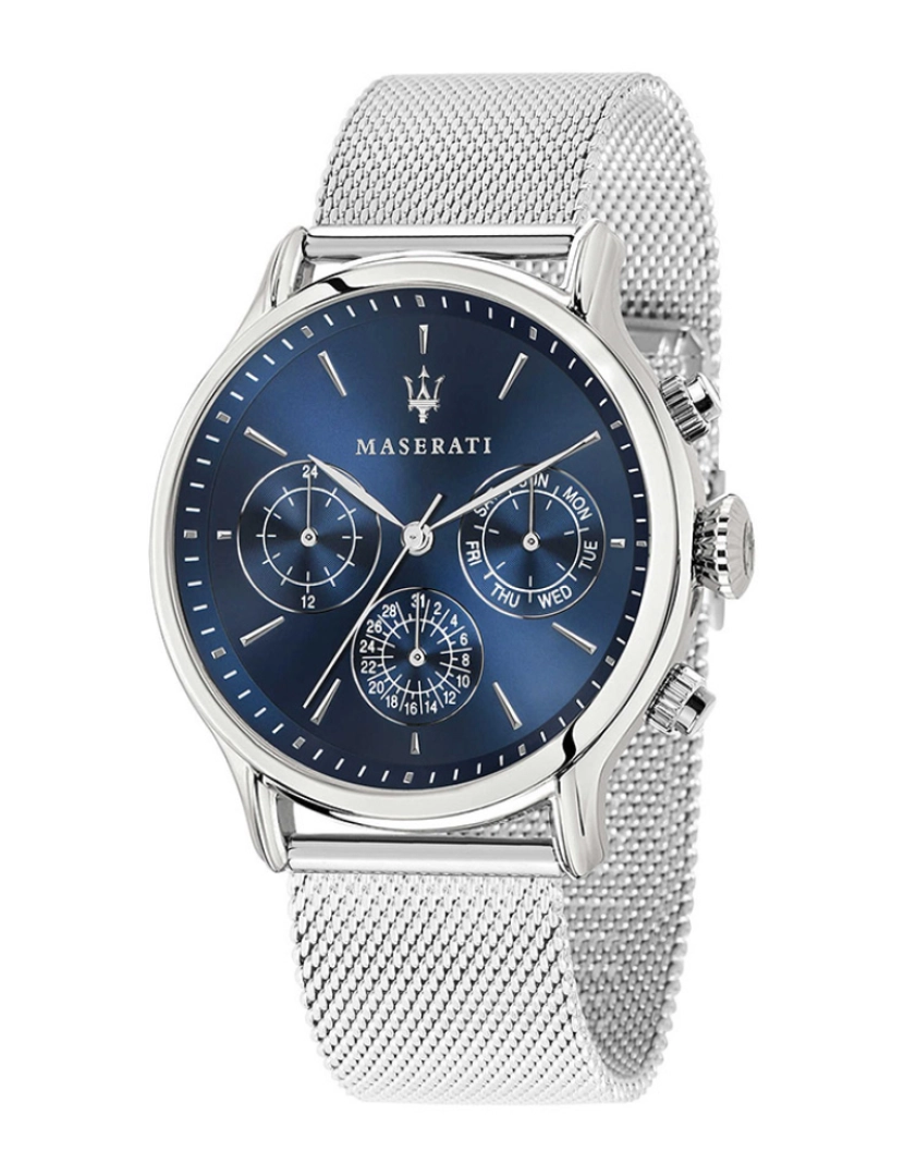 Maserati - Relógio Epoca Homem Prateado e Azul
