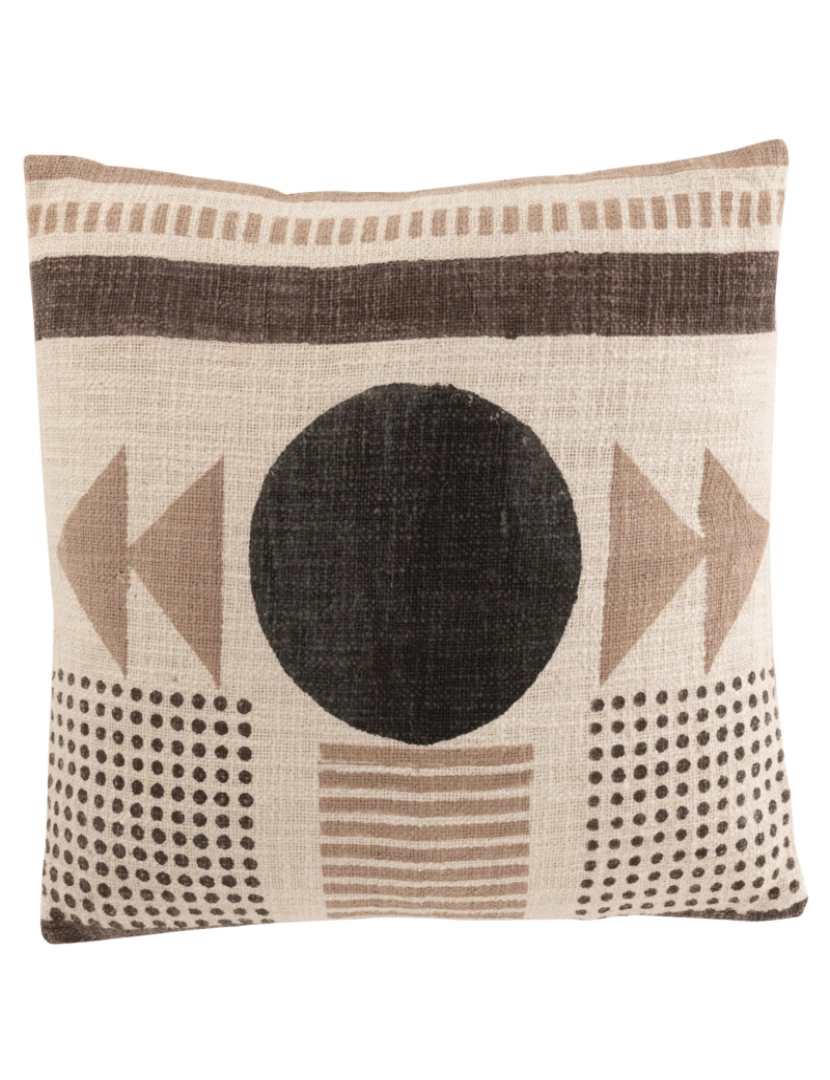 J-Line - J-Line Africano Coussin Rond Cotton Bege / Brown