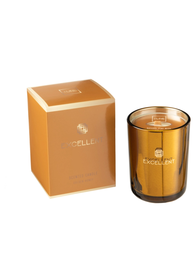 J-Line - J-Line Bougie Perfumee Excelente Golden Honey Ocre Pequenas 50 Horas