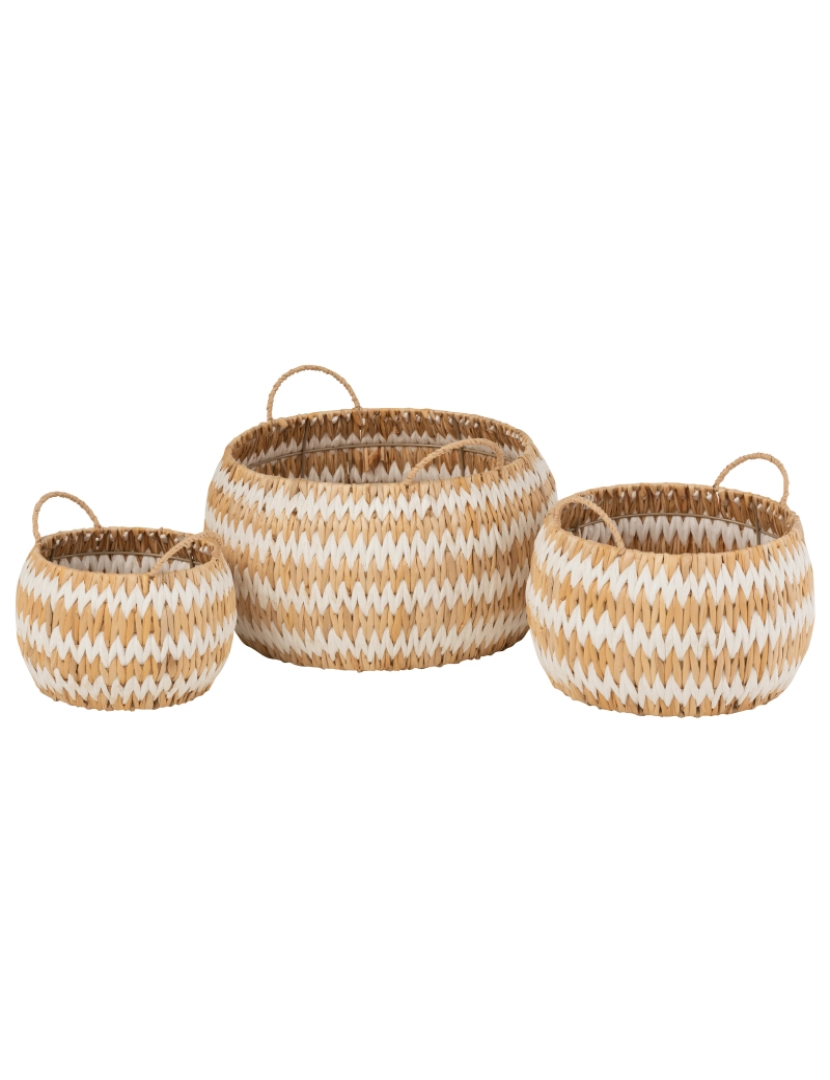 J-Line - Conjunto J-Line de 3 cestas rodada Lys Flats Natural / White Herb