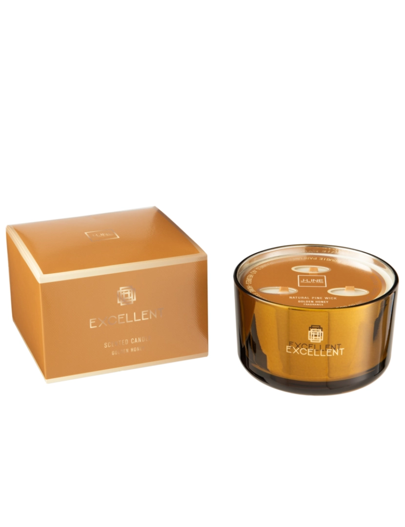 J-Line - J-Line Bougie Perfumee Excelente Golden Honey Ocre Grande 40 Horas