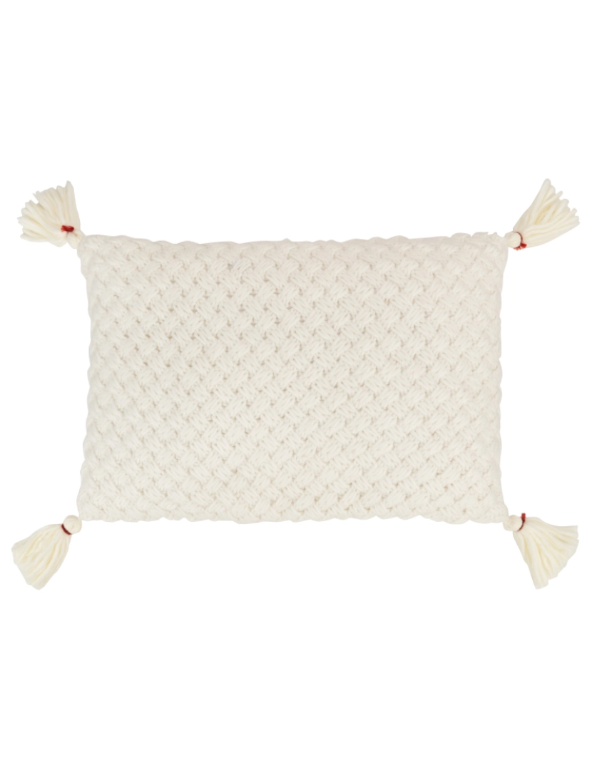 imagem de J-Line almofada Crochet Frange Acryl branco1