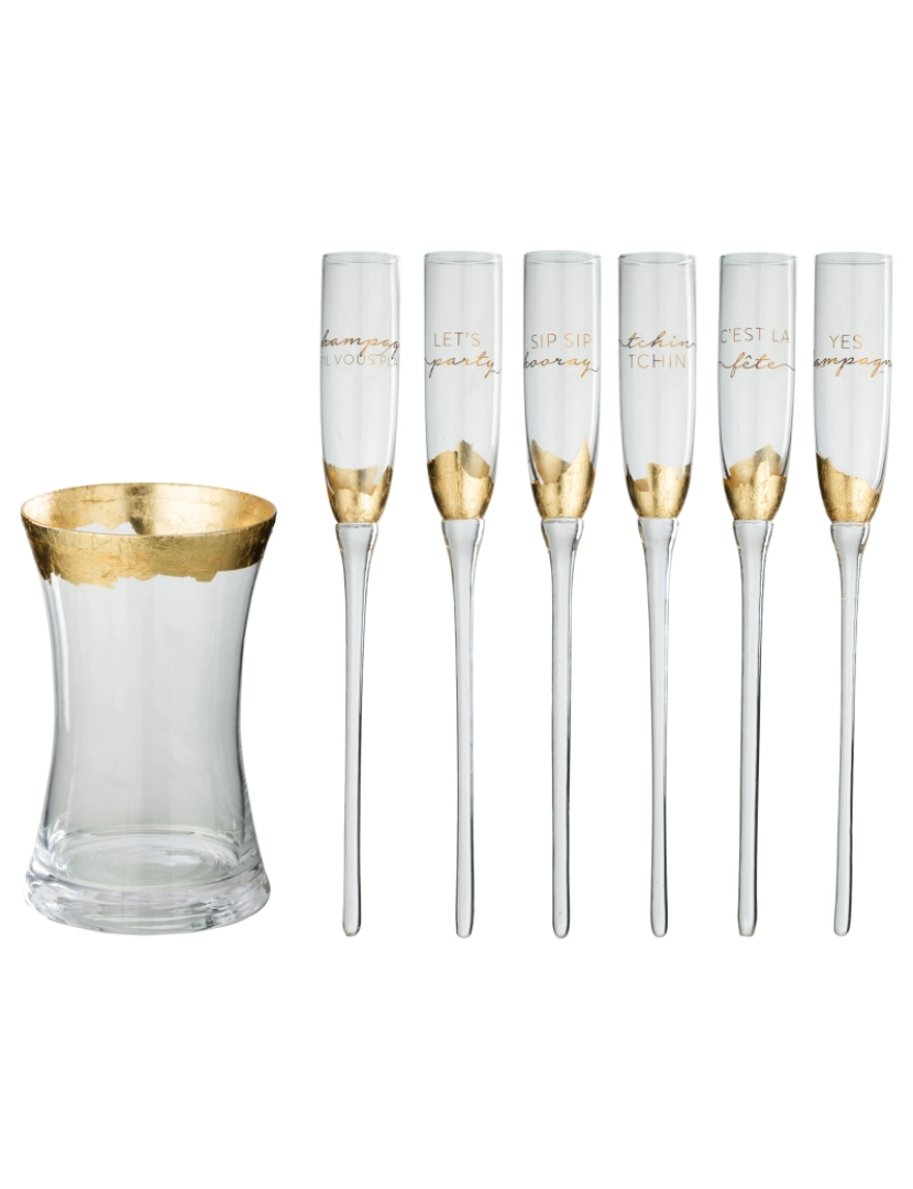 J-Line - J-Line Verres A Champagne In Seau Verre Transparent/Or