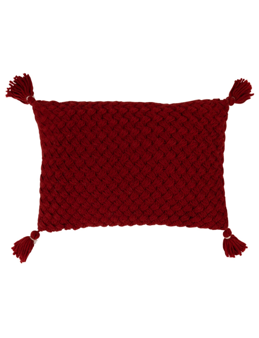 imagem de J-Line almofada Crochet Frange vermelho Acryl1