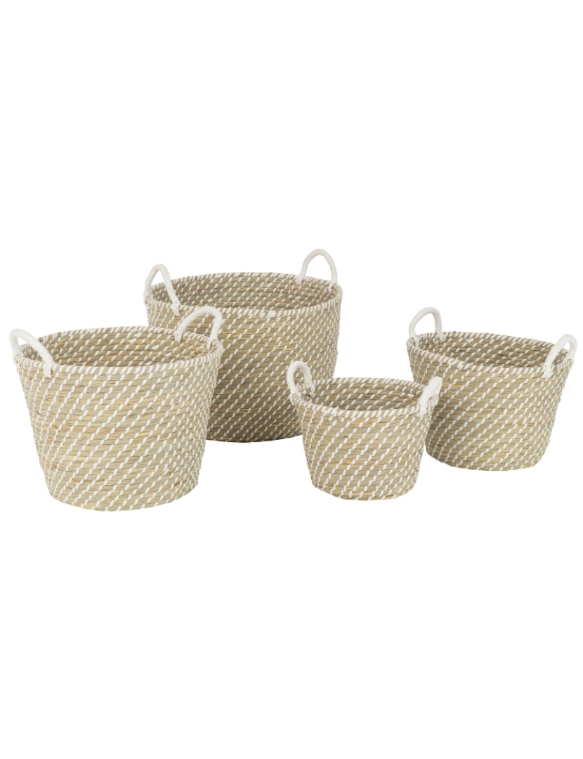 imagem de J-Line Set 4 cestas Anses redondos Pear natural/branco1