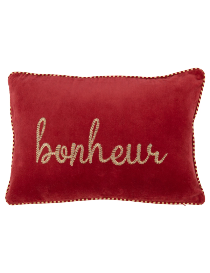 J-Line - J-Line Coussin Bonheur Textile Rouge/Or