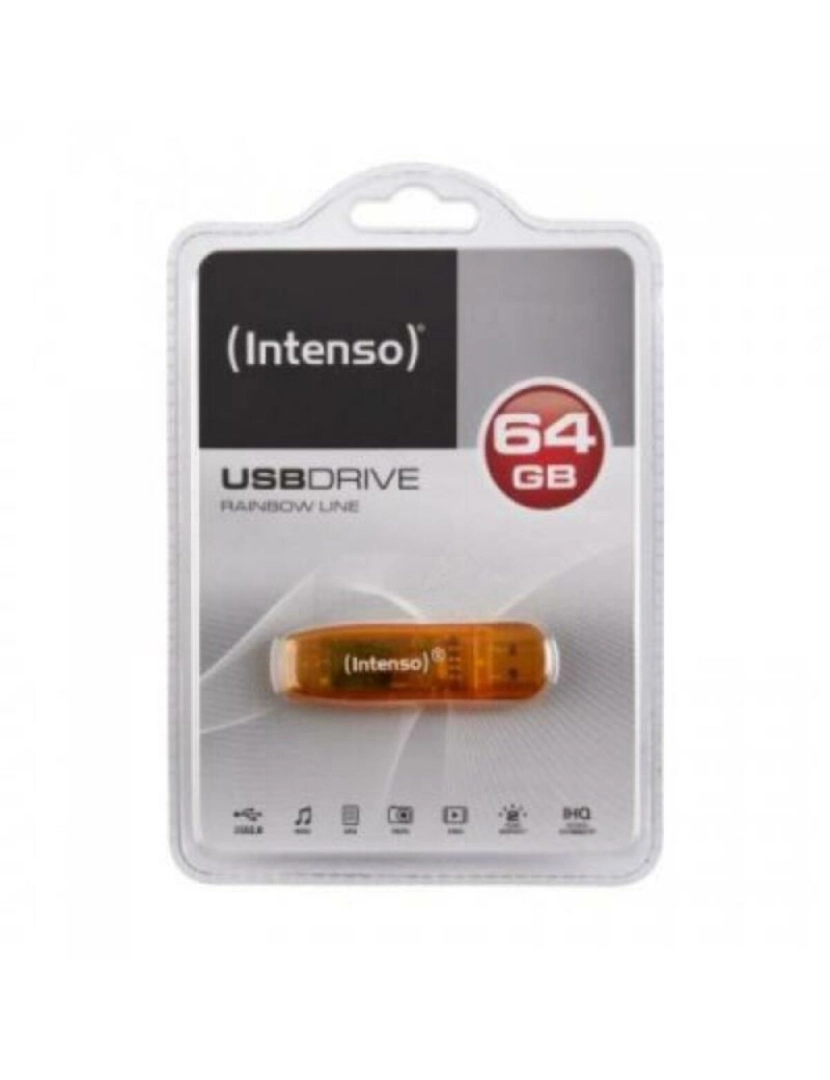 Intenso - Memória USB INTENSO FAELAP0282 USB 2.0 64 GB Laranja 64 GB Memória USB