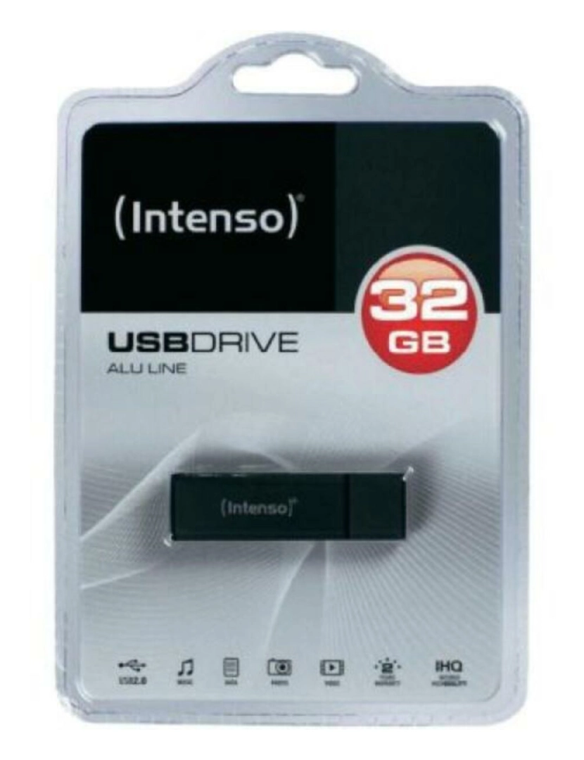 Intenso - Pendrive INTENSO Alu Line 3521481 USB 2.0 32GB Preto Antracite 32 GB Memória USB