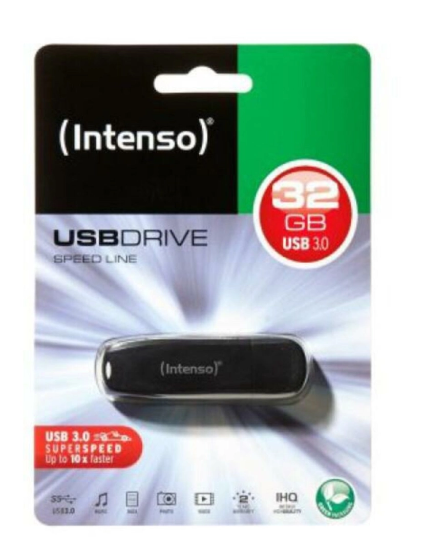 Intenso - Memória USB INTENSO FAELAP0356 USB 3.0 32 GB Preto 32 GB Memória USB