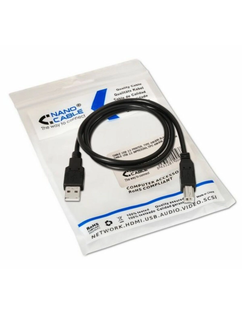 imagem de Cabo USB NANOCABLE AIEACI0014 10.01.0103BK A-B Impressora4