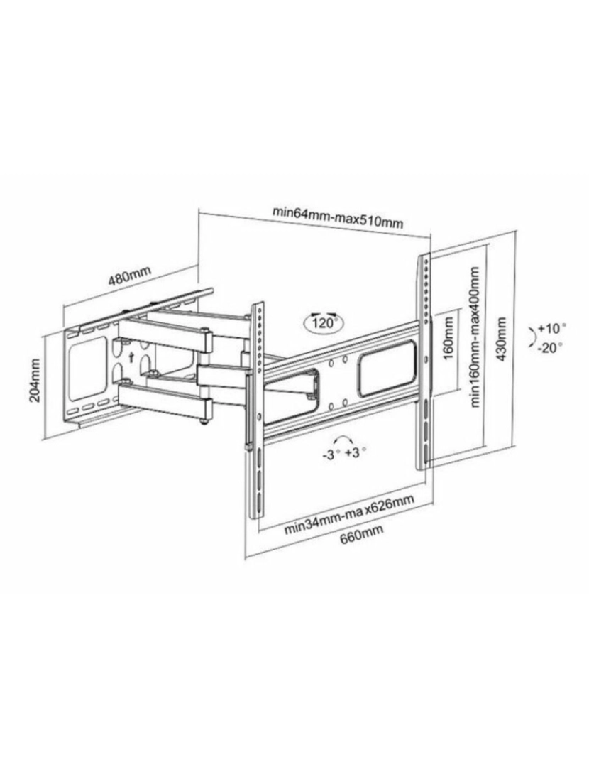 imagem de Suporte de Parede TooQ SOPORTE GIRATORIO E INCLINABLE LP6270TN-B 37"-70" Televisão4