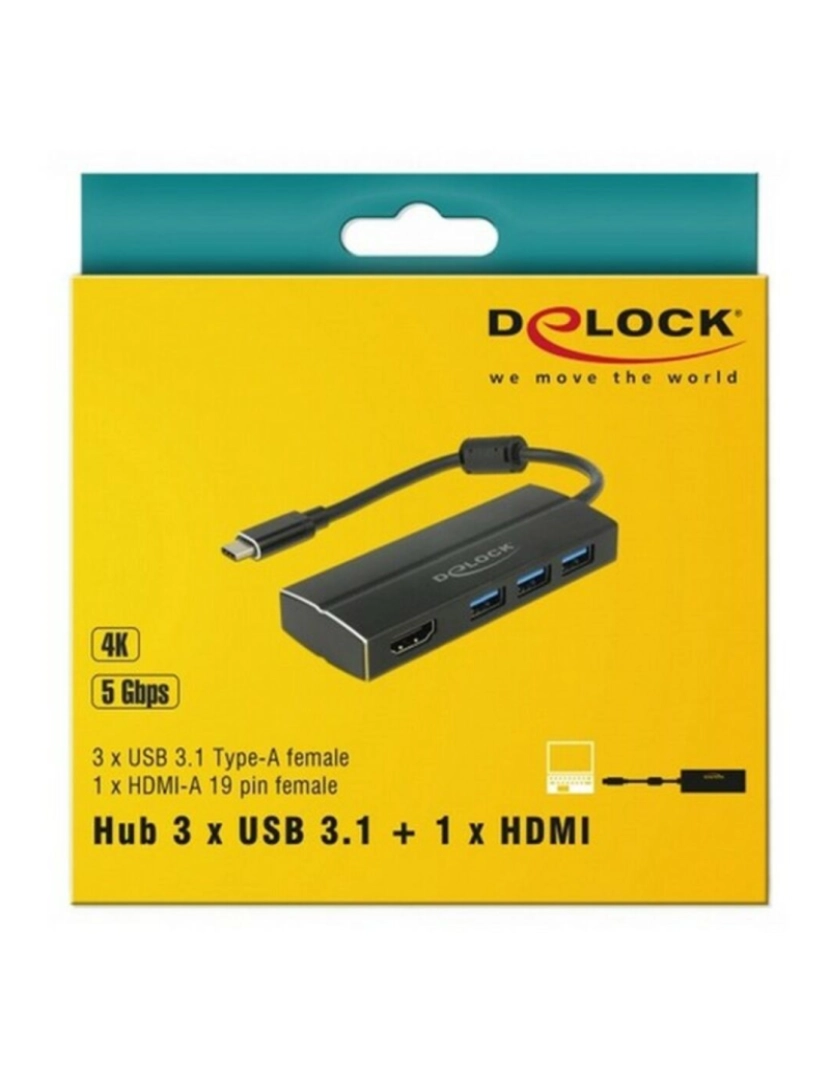 imagem de Adaptador USB C para HDMI DELOCK 63931 4K Preto3