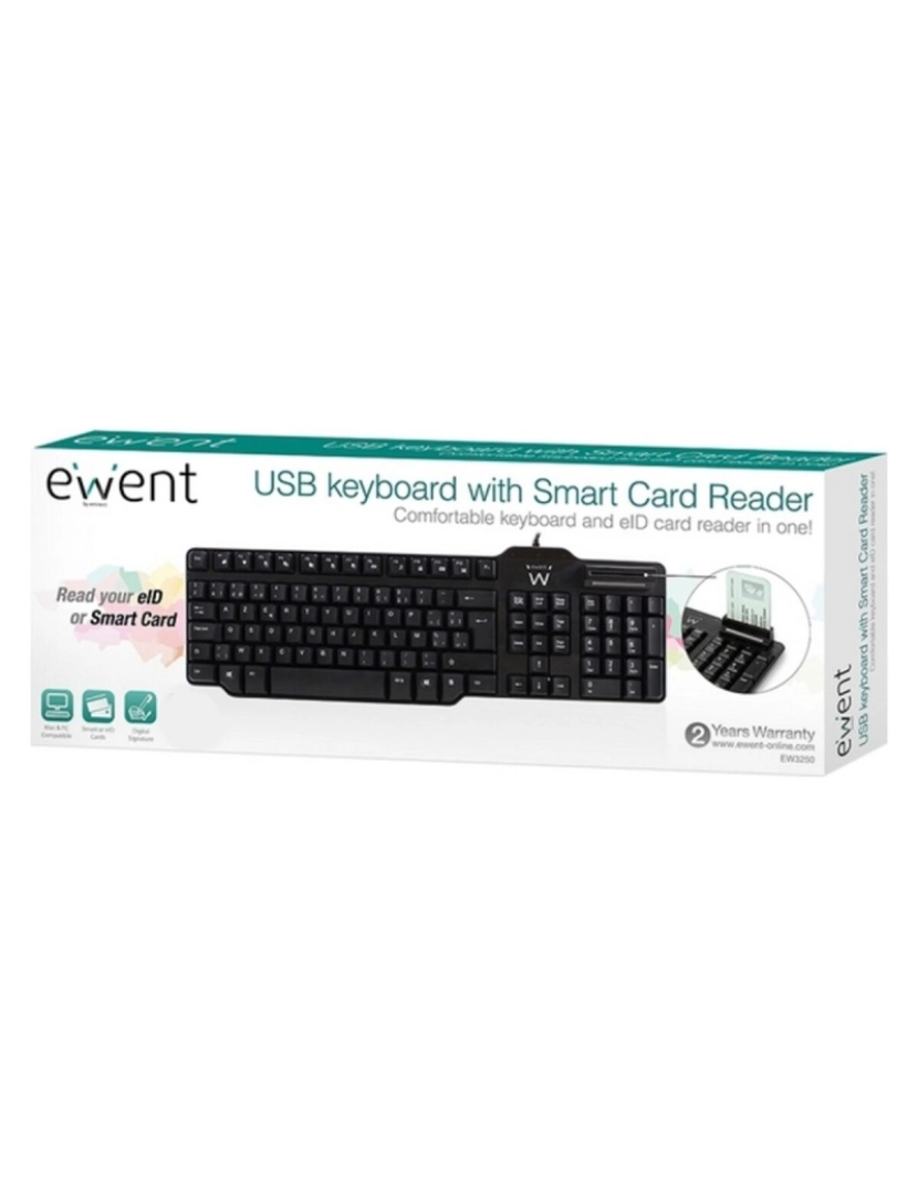 imagem de Teclado com Leitor Ewent EW3252 DNI Preto4