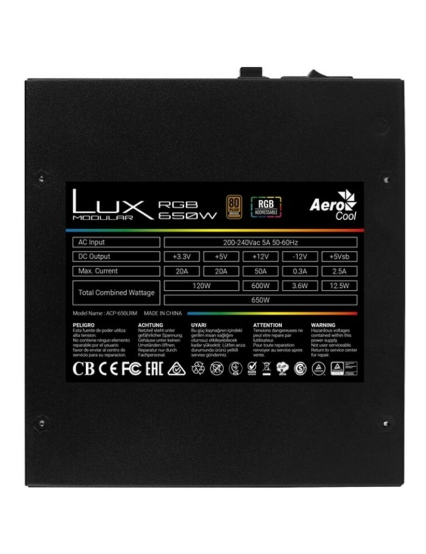 imagem de Fonte de Alimentação Aerocool LUXRGB650M RGB 650W Preto 650 W4