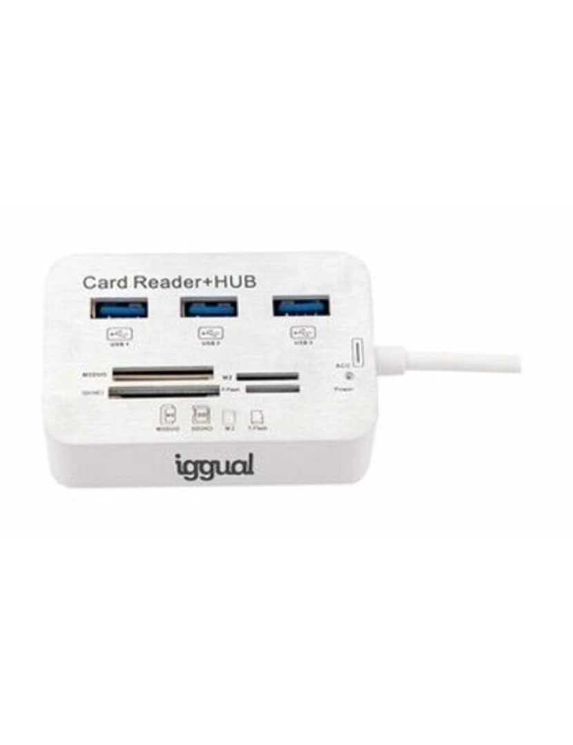 Iggual - Hub USB iggual IGG316733 USB 3.0 Lector de tarjetas Branco