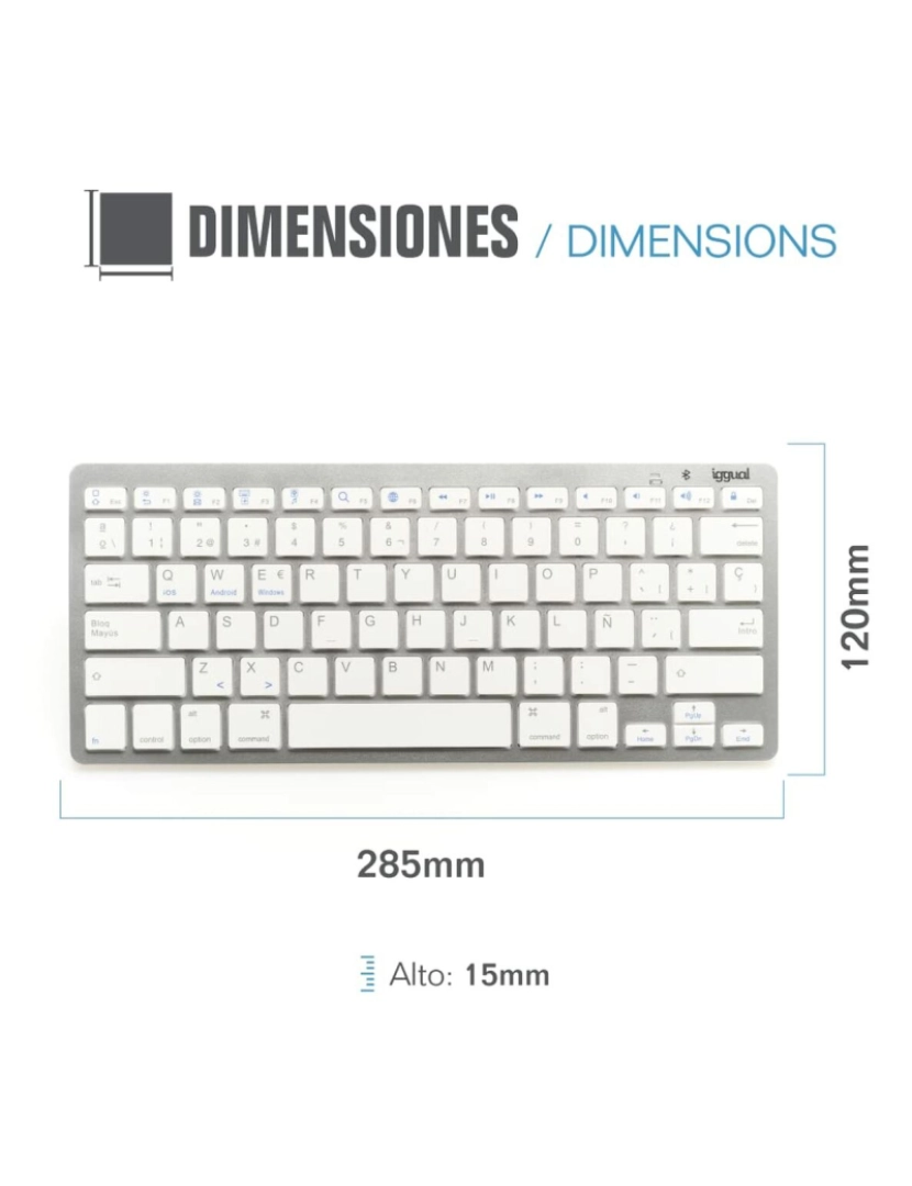 imagem de Teclado Bluetooth iggual IGG316788 Espanhol Macaco (1 Peça)2