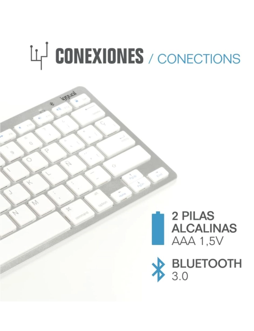 imagem de Teclado Bluetooth iggual IGG316788 Espanhol Macaco (1 Peça)3