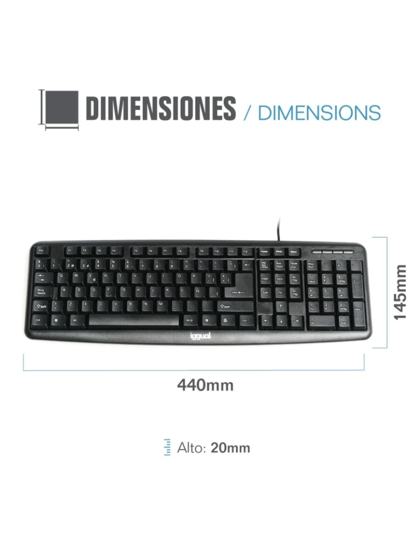 imagem de Teclado iggual CK-BASIC-105T QWERTY USB Preto Espanhol Macaco (1 Peça)2