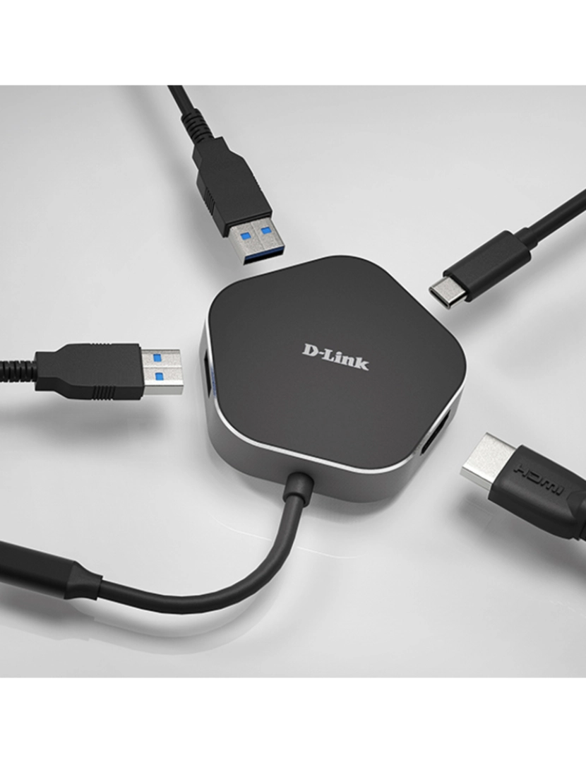 imagem de Hub USB D-Link DUB-M420 Preto Preto/Prateado Prateado Preto/Cinzento 60 W2