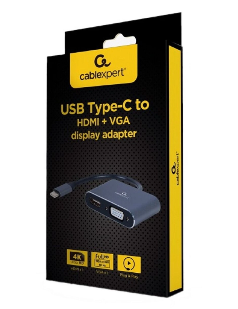 imagem de Adaptador USB para VGA/HDMI GEMBIRD A-USB3C-HDMIVGA-012