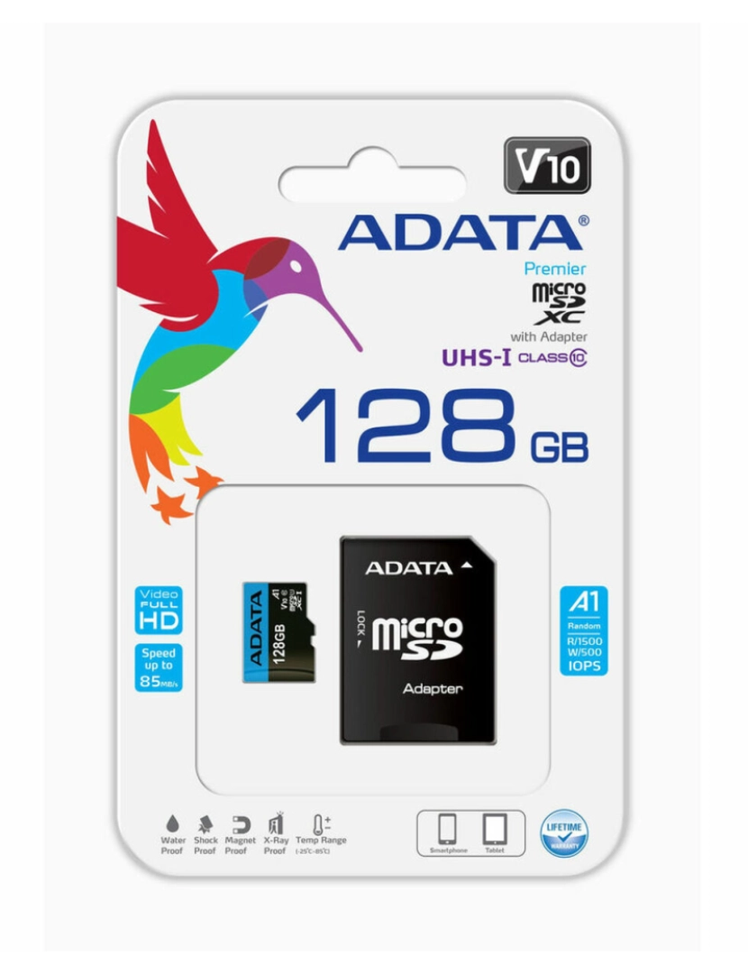 Adata - Cartão de Memória Micro SD com Adaptador Adata CLASS10 128 GB