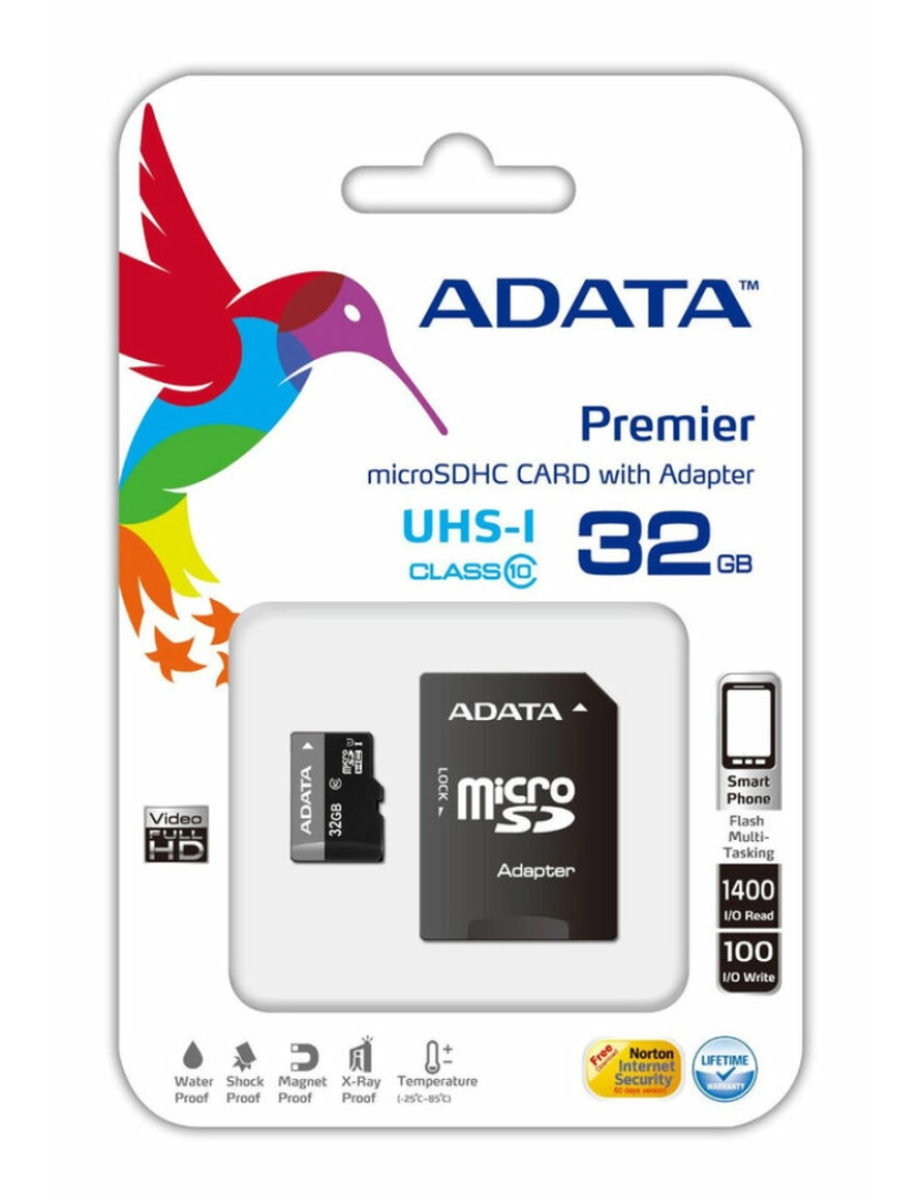 Adata - Cartão de Memória Micro SD com Adaptador Adata CLASS10 32 GB