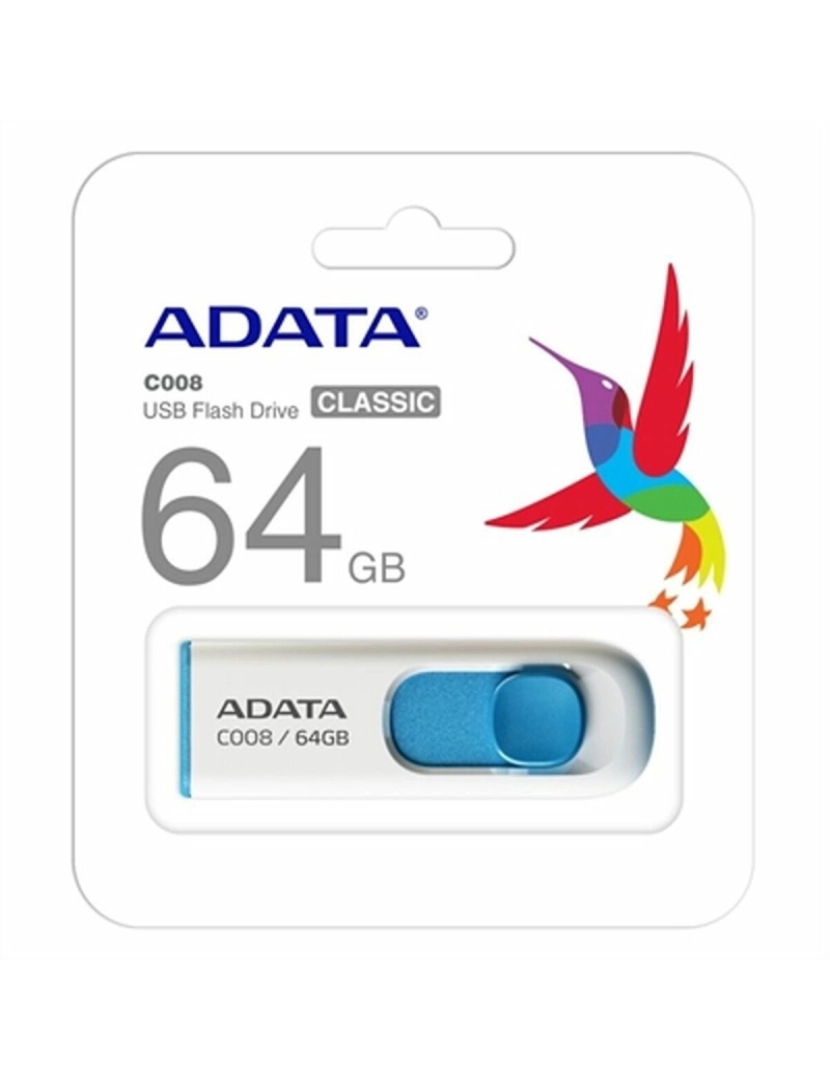 imagem de Memória USB Adata AC008-64G-RWE 64 GB Branco Azul/Branco 64 GB2