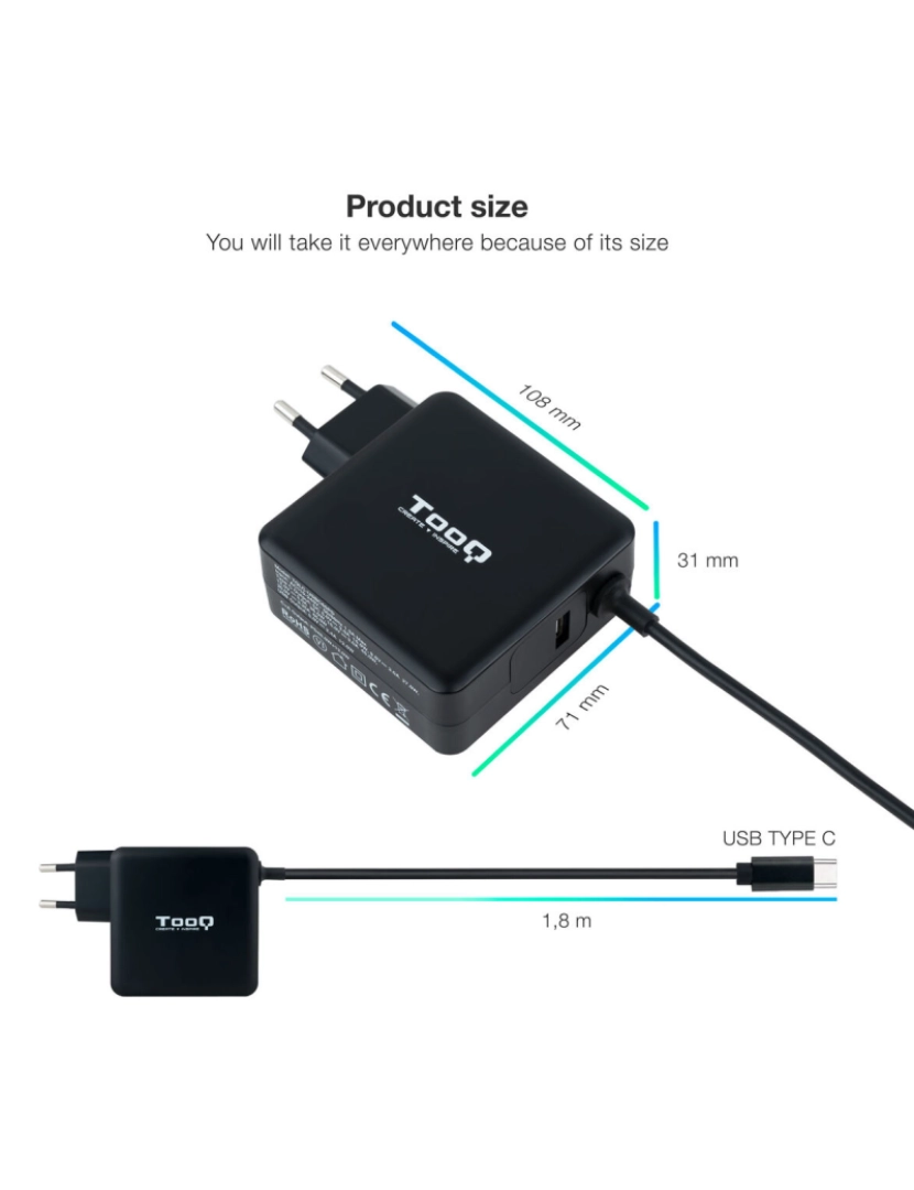 imagem de Carregador TooQ TQLC-USBC65PD 65 W2