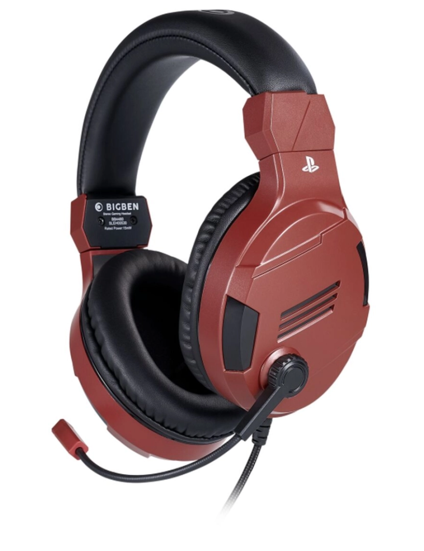 Bigben - Auriculares com microfone para Vídeojogos Bigben PS4OFHEADSETV3R Vermelho