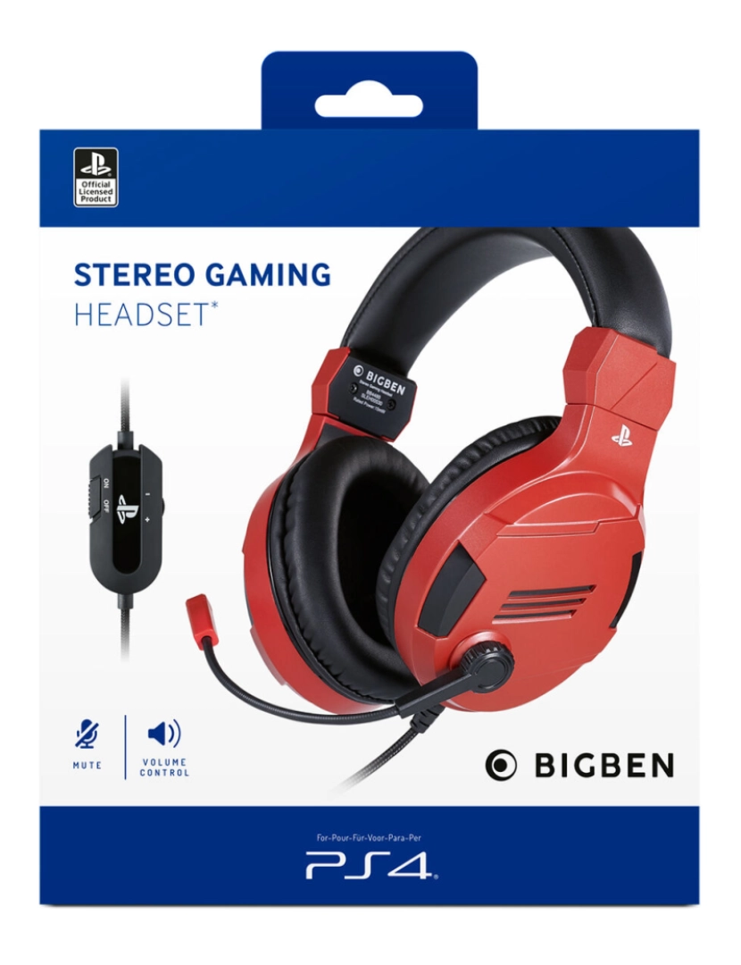 imagem de Auriculares com microfone para Vídeojogos Bigben PS4OFHEADSETV3R Vermelho3