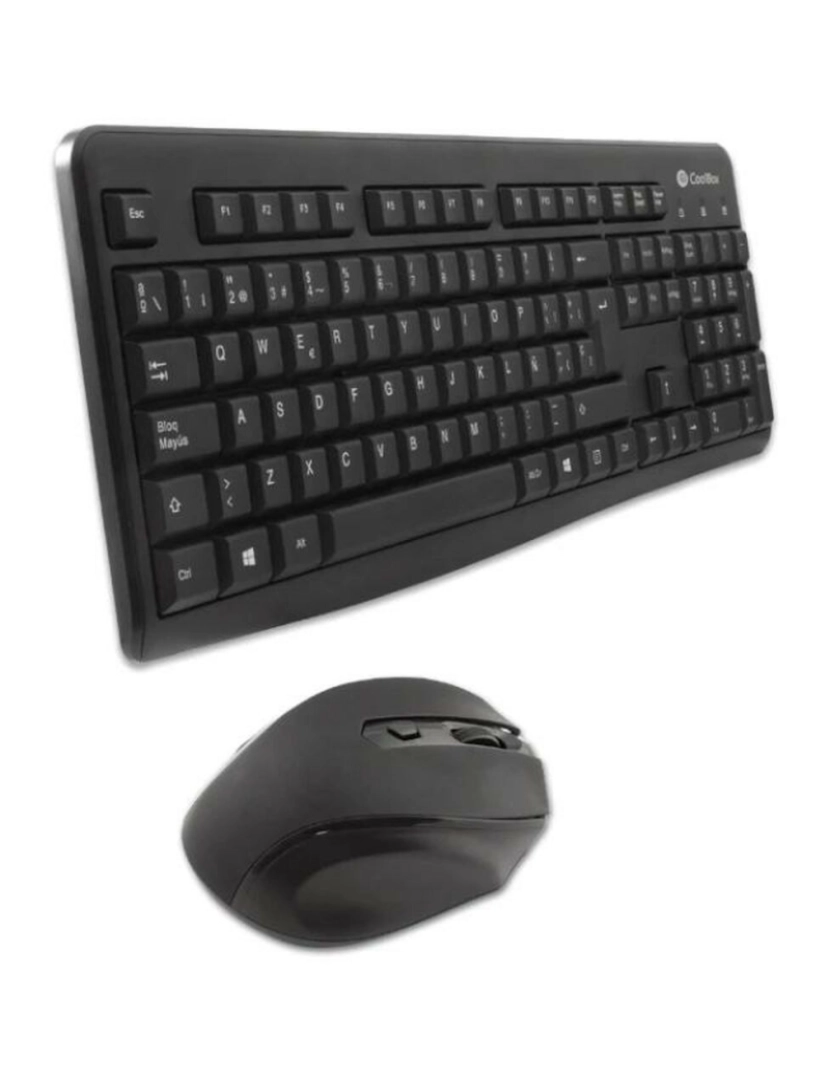 imagem de Teclado e Rato CoolBox COO-KTR-02W Qwerty espanhol Preto Sem Fios2