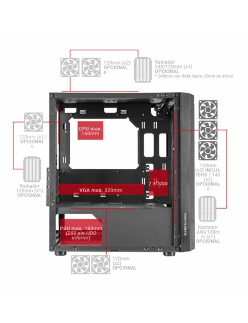 imagem de Caixa Semitorre ATX Mars Gaming MCMESHW Branco3