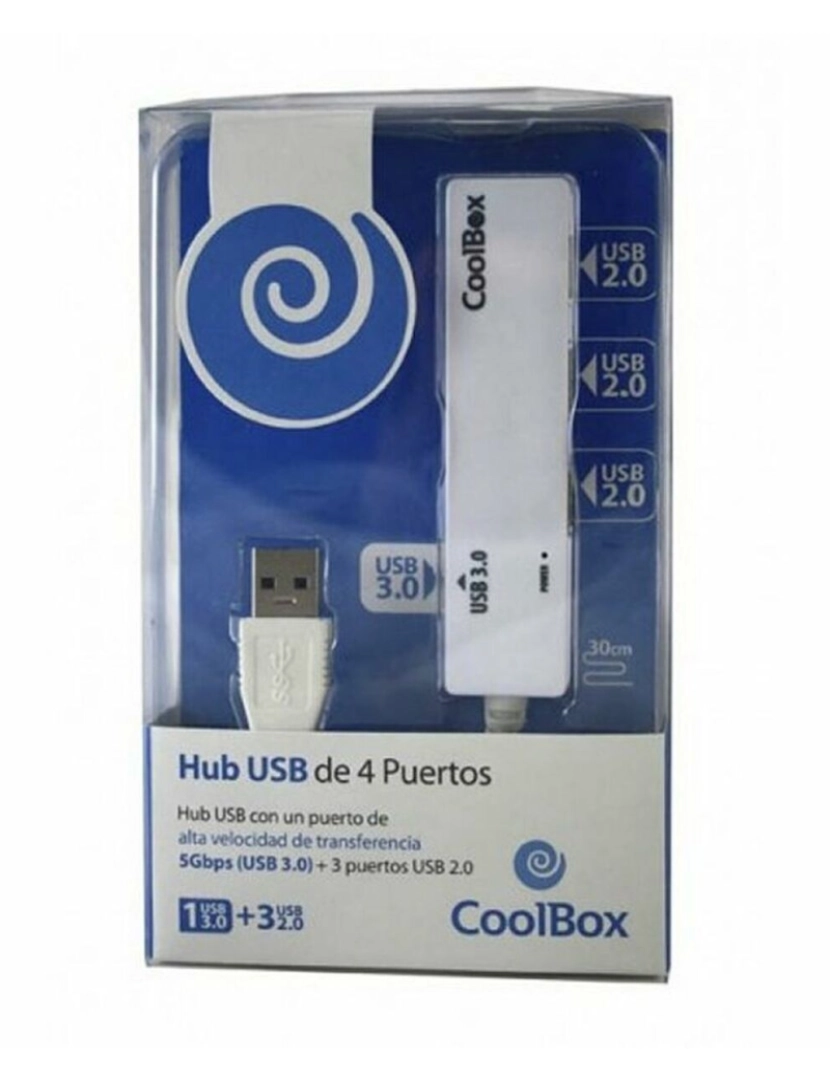 imagem de Hub USB 3 Portas CoolBox COO-H413 Branco Preto 3600 W2