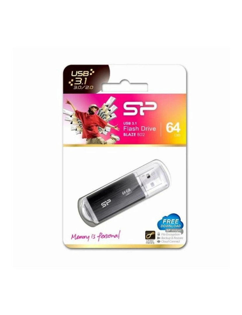 imagem de Memória USB Silicon Power Blaze B02 Preto 64 GB3