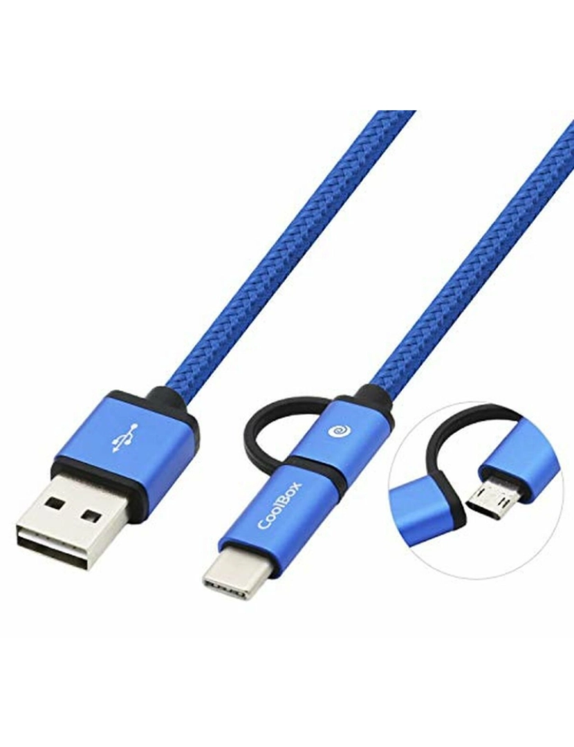 imagem de Cabo USB para Micro USB e USB C CoolBox COO-CAB-U2MC-BL1
